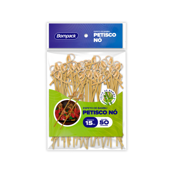 ESPETO DE BAMBU PETISCO NO 15CM BOMPACK 50UN                                                                                                                                                            