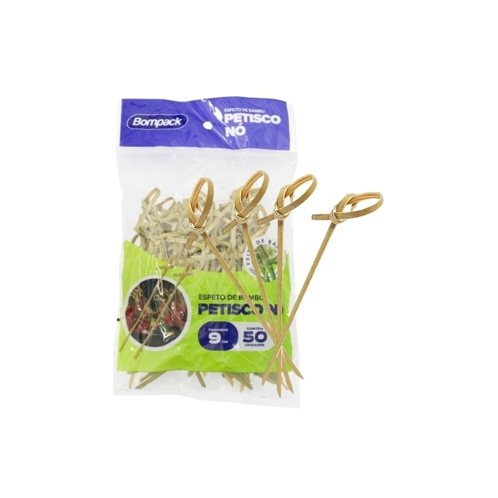ESPETO DE BAMBU PETISCO NO 09CM BOMPACK 50UN                                                                                                                                                            