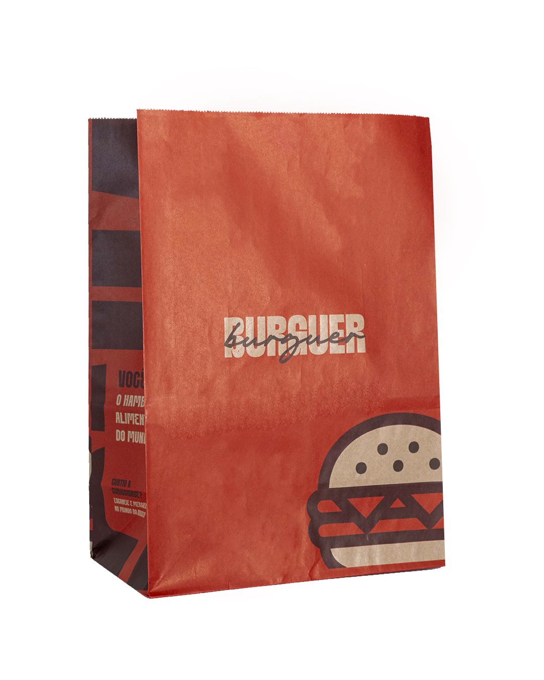SACO PAPEL KRAFT PP DELIVERY 25X18X12 HAMBURGUER STAMP 50UN                                                                                                                                                