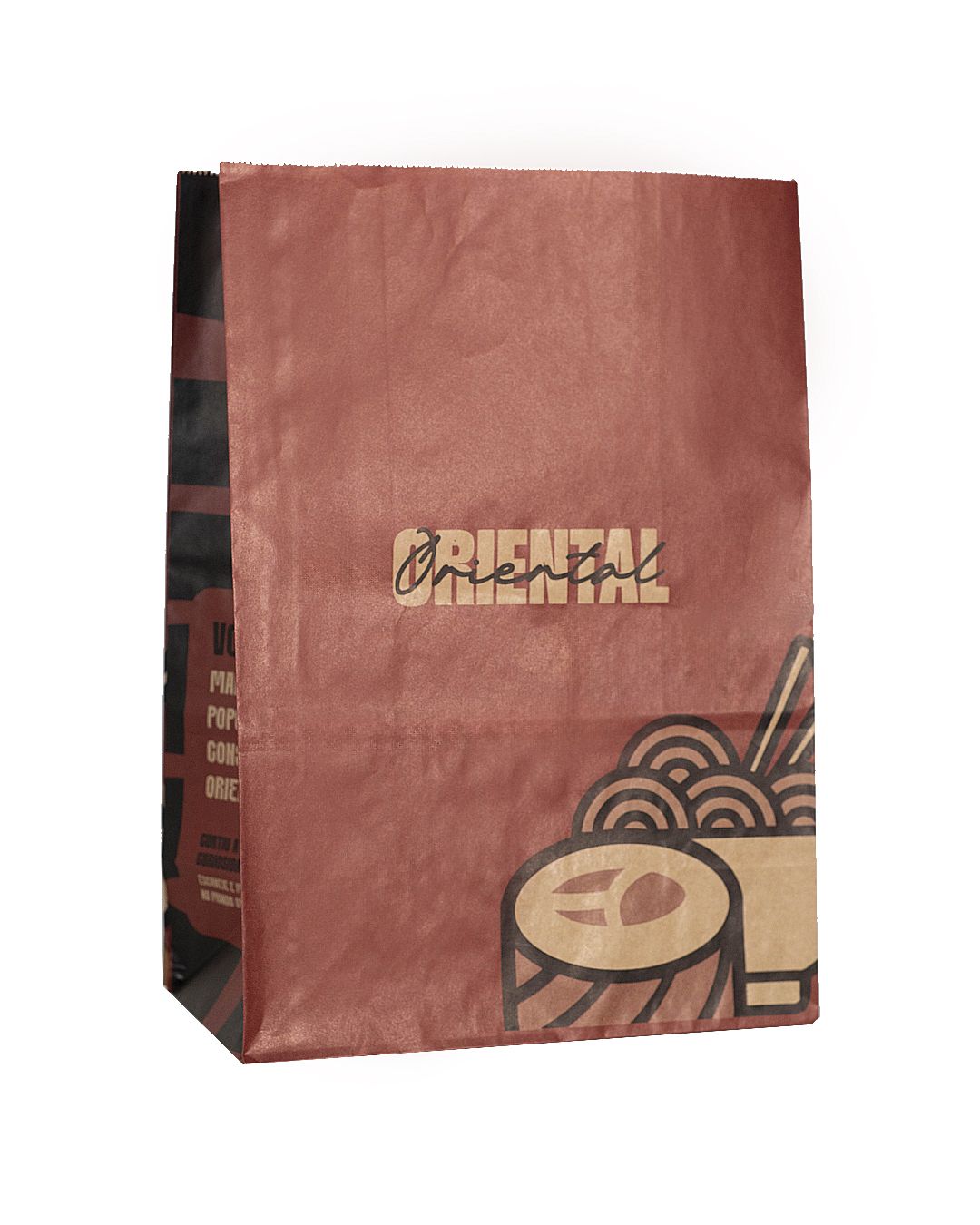 SACOLA PAPEL KRAFT GG DELIVERY COMIDA ORIENTAL STAMP C/50                                                                                                                                                   