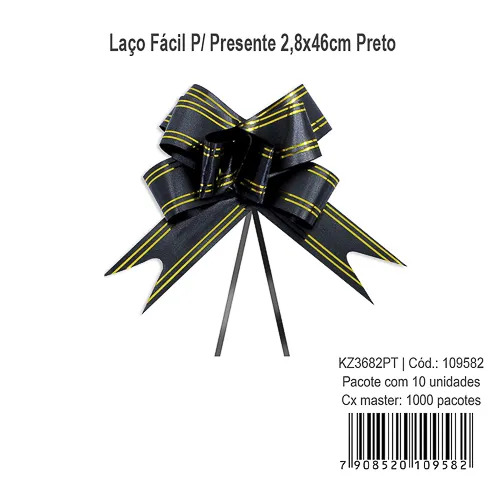 LACO FACIL 2,8X46CM PRETO C/10 KAZ KZ3682PT                                                                                                                                                             