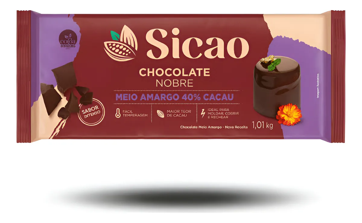 CHOCOLATE MEIO AMARGO BARRA 1,01KG SICAO                                                                                                                                                                
