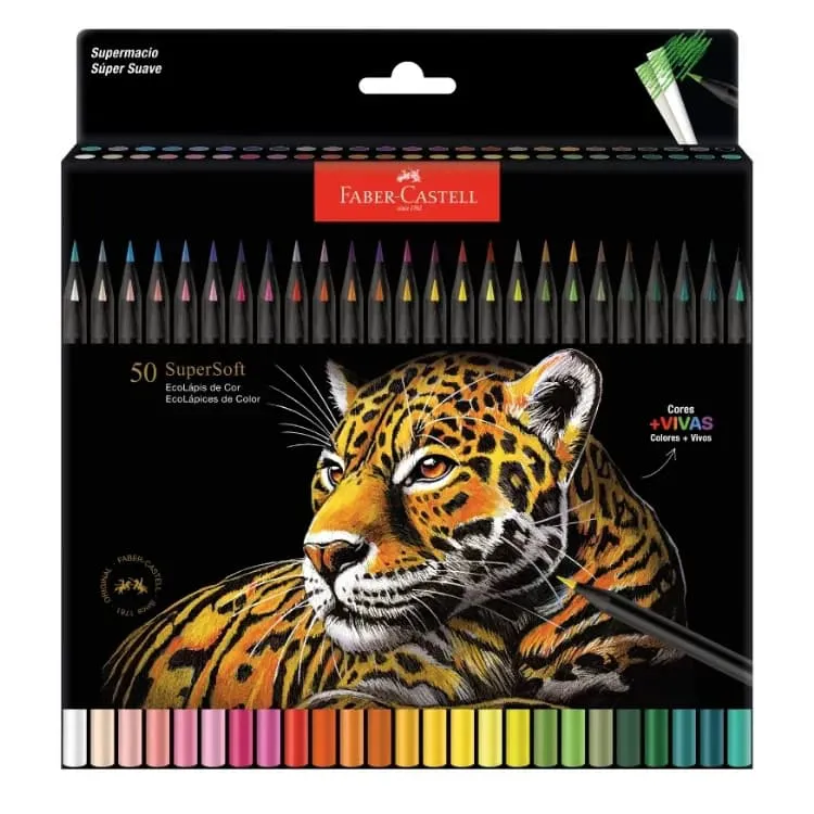 LAPIS ECOLAPIS DE COR SUPERSOFT 50 CORES FABER                                                                                                                                                          