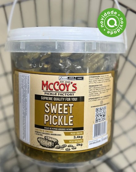 PICKLES DE PEPINO SWEET PICKLE AGRIDOCE FATIADO 3,4KG                                                                                                                                                   