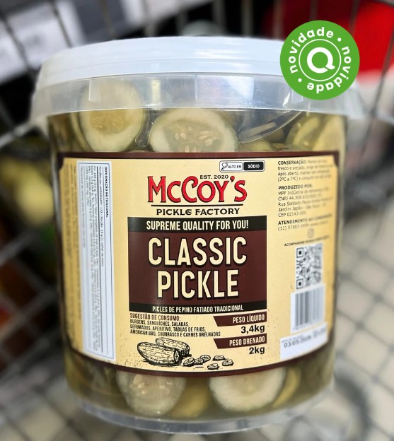 PICKLES DE PEPINO CLASSIC FATIADO TRADICIONAL 3,4KG                                                                                                                                                     