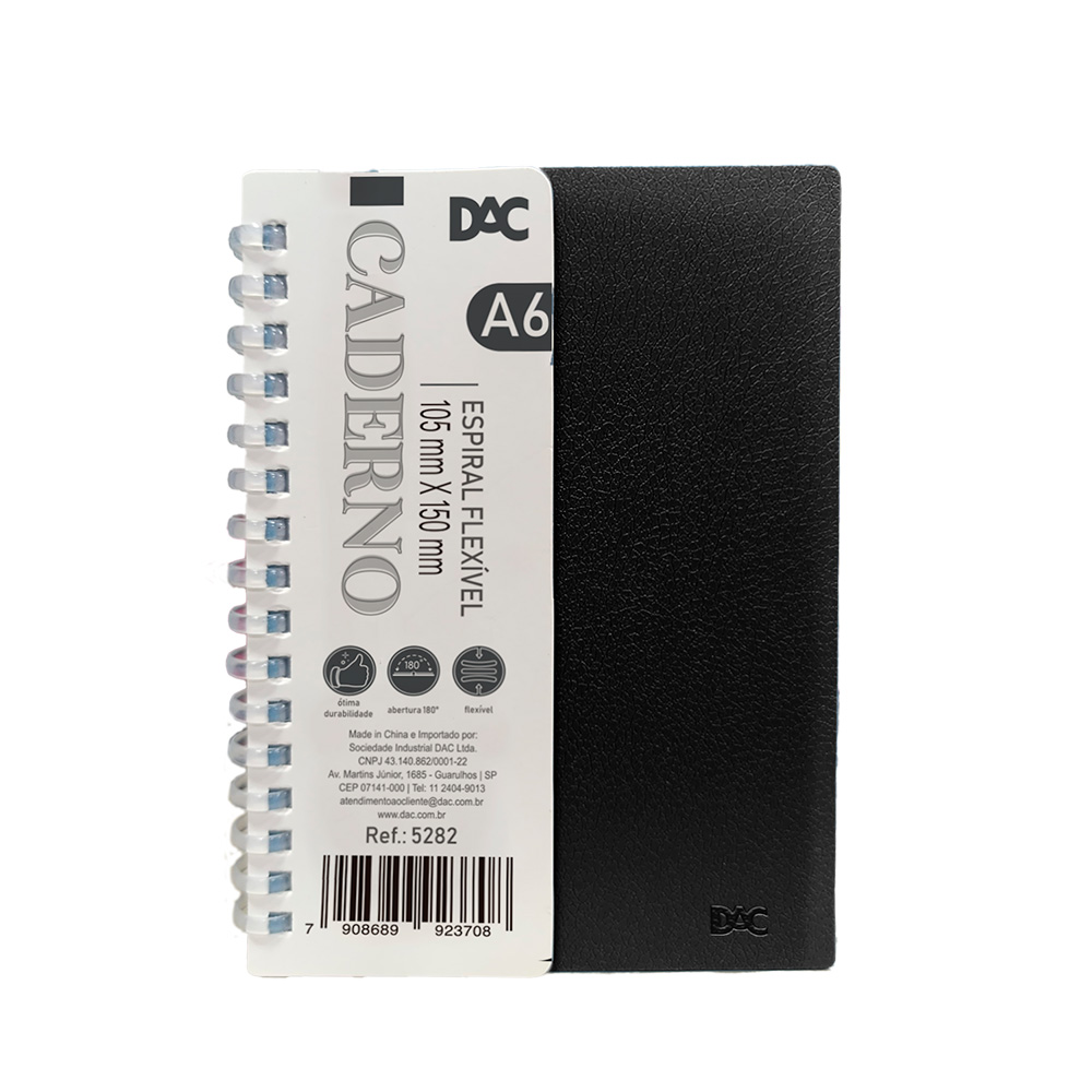 CADERNO UNIV ESPIRAL A6 PRETO DAC                                                                                                                                                                            